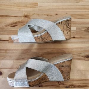 So platform cork with silver glitter Sandals someridasilver size 8